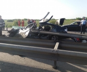 Imagini terifiante de la accidentul care a intrerupt circulatia pe autostrada Pitesti - Bucuresti, in care a fost implicata o motocicleta - FOTO