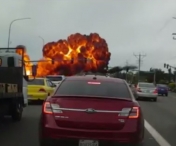 VIDEO SOCANT! Un avion s-a prabusit peste o autostrada si a luat foc, in Statele Unite. Momentul exact al producerii accidentului