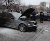 BMW in flacari la iesirea din Lugoj spre Timisoara