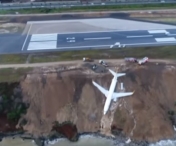 IMAGINI CUTREMURATOARE - La un pas de o catastrofa aviatica! Un avion a iesit de pe pista pe aeroportul din Trabzon si a fost la un pas de a se prabusi in Marea Neagra
