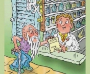 Un mosneag se duce la o farmacie si intreaba: '– Duduie, aveti obiecte din acelea de se pun pe... Urmarea e dementiala! :)))