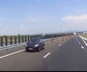 VIDEO - OPRITI-I! Nebunii soselelor lovesc din nou! Sofer filmat mergand pe contrasens pe autostrada Timisoara-Arad