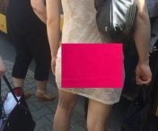 FOTO INCREDIBIL! Cum sa iesi asa pe strada! Si-a pus o rochie mai mult decat transparenta, iar pe dedesubt... aproape nimic. Toata lumea a intors capul dupa ea