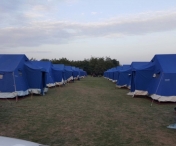 Tabara temporara pentru refugiati amplasata la Lunga, in Timis