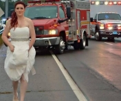 A fugit in rochia de mireasa la locul accidentului. Imaginea surprinsa de mama ei a ajuns viral pe internet