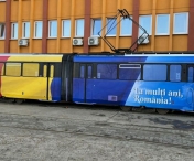 Tramvai personalizat in culorile Romaniei, la Timisoara. Va circula pana la sfarsitul anului