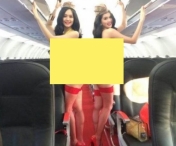 Doua stewardese au vrut sa le faca o suspriza pasagerilor care au zburat de Anul Nou! Iata cum am fost intampinati acestia la bord