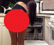 GOSPODINA SEXY! Cum si-a surprins un barbat sotia la bucatarie. Imaginea a devenit virala pe net
