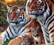 Cati tigri sunt in desen? La prima vedere ai impresia ca vezi doar 4