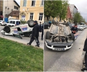 ACCIDENT GRAV la Timisoara! O masina de scoala s-a rasturnat